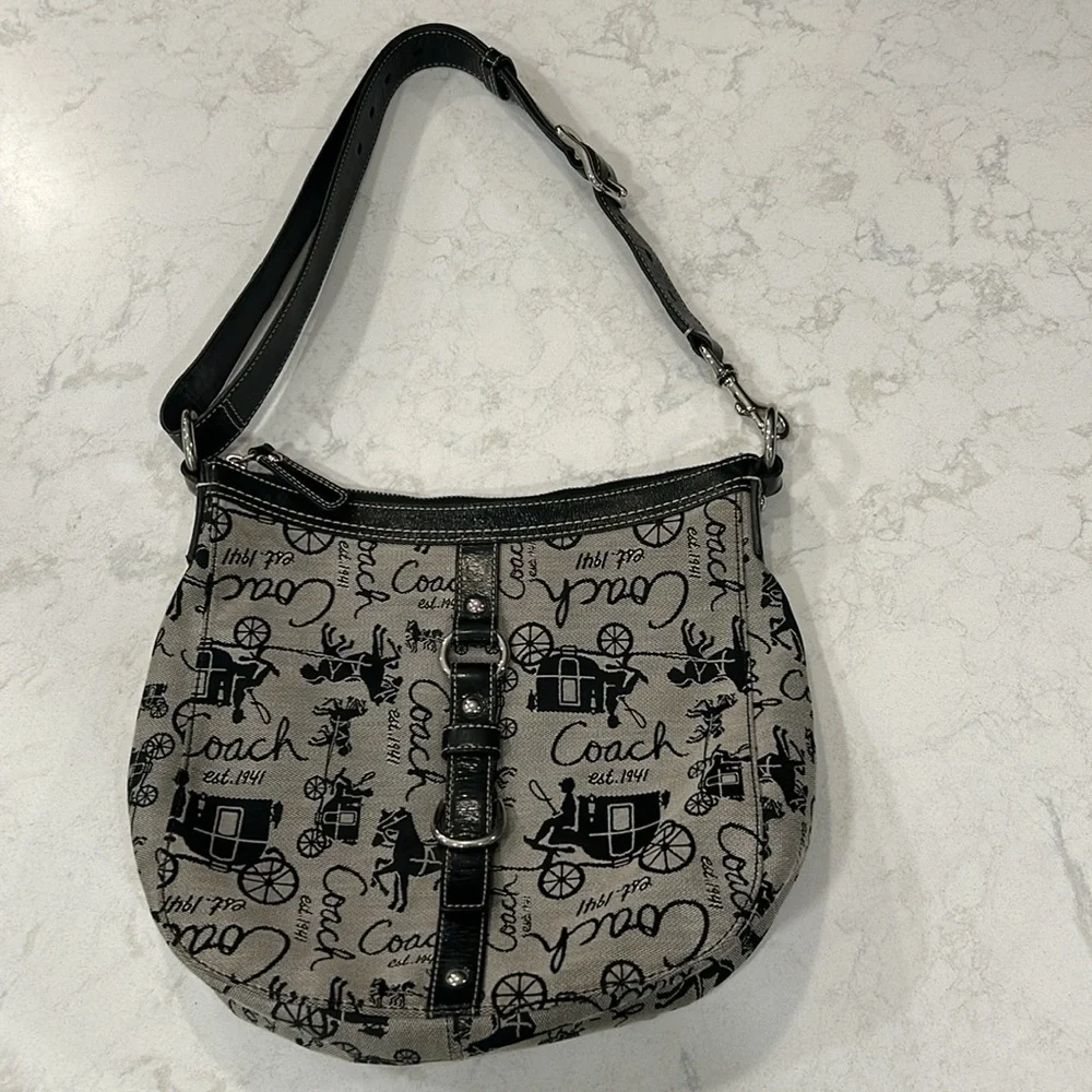 COACH F14036 Chelsea Canvas & Leather Horse & Carriage Shoulder Bag - Picture 14 of 14
